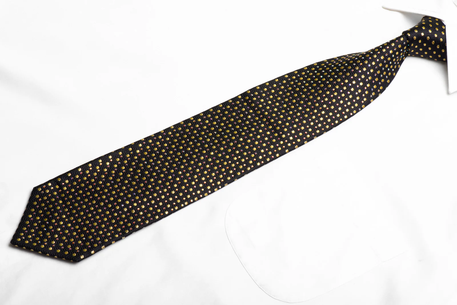 Aquascutum Black Rhinestone Silk Necktie With Gold Sparkles - Image 3