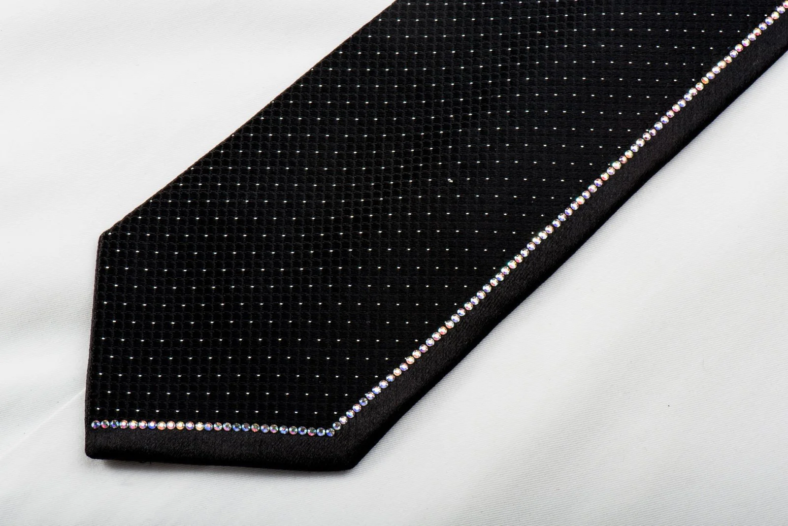 Aquascutum Black Rhinestone Silk Tie With Sparkles - Image 6