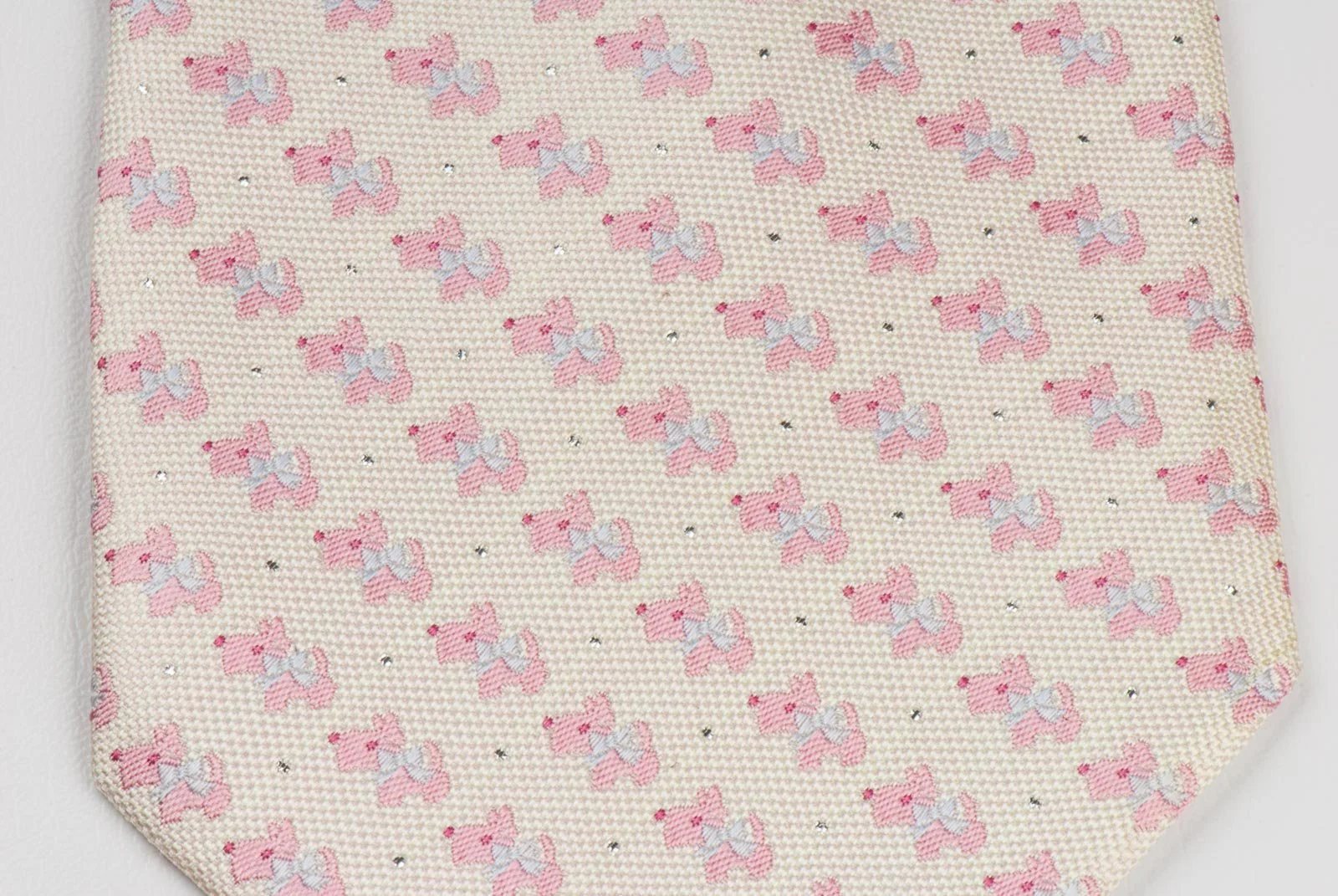 Aquascutum Men's Woven Silk Neck Tie Scottie Dog's On Cream - Image 3