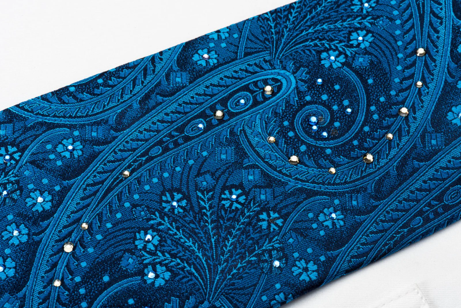 Aquascutum Silk Tie Paisley On Blue With Crystal Rhinestones - Image 8