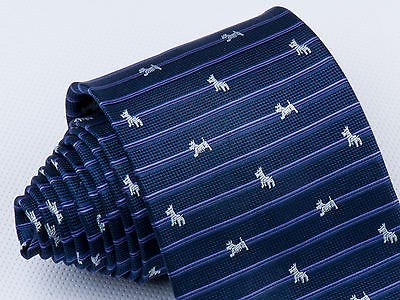 Aquascutum Woven Silk Tie Scotty Dog  On Navy Blue Classic 3 1/2 in - Image 2