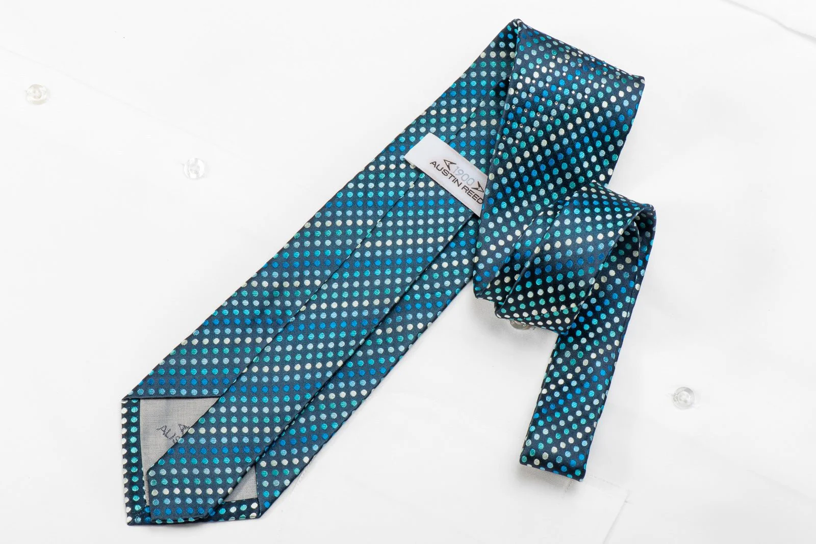 Austin Reed Mens Crystal Silk Necktie Dots On Blue Sparkling With Rhinestones - Image 4