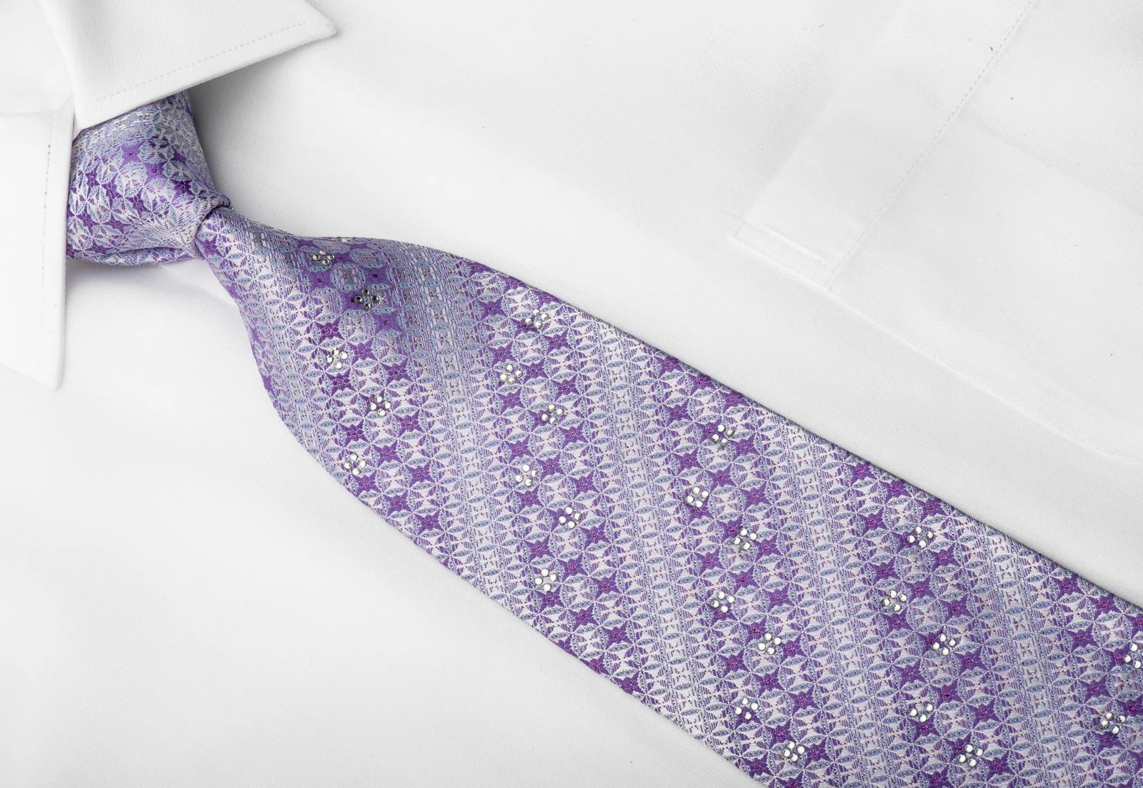 Beverly Hills Polo Club Men's Crystal Rhinestone Necktie Stripes Medallions On Mauve - Image 3