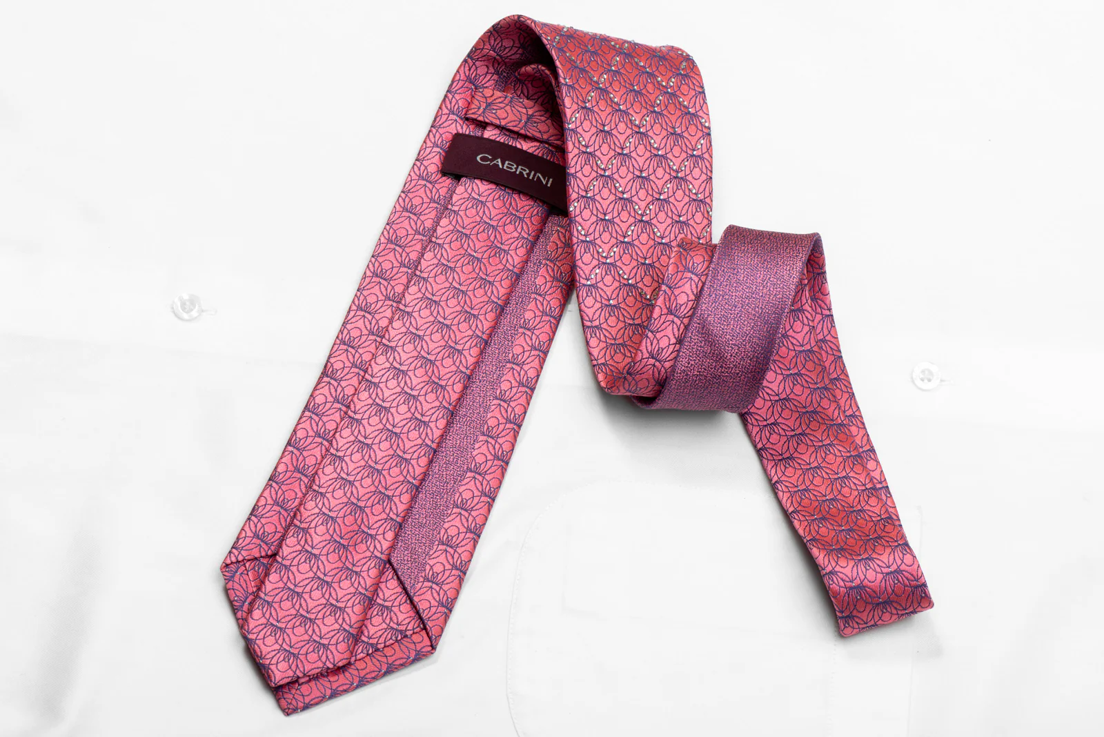 Blue Interlocking Ornate On Pink Rhinestone Necktie With Sparkles - Image 4
