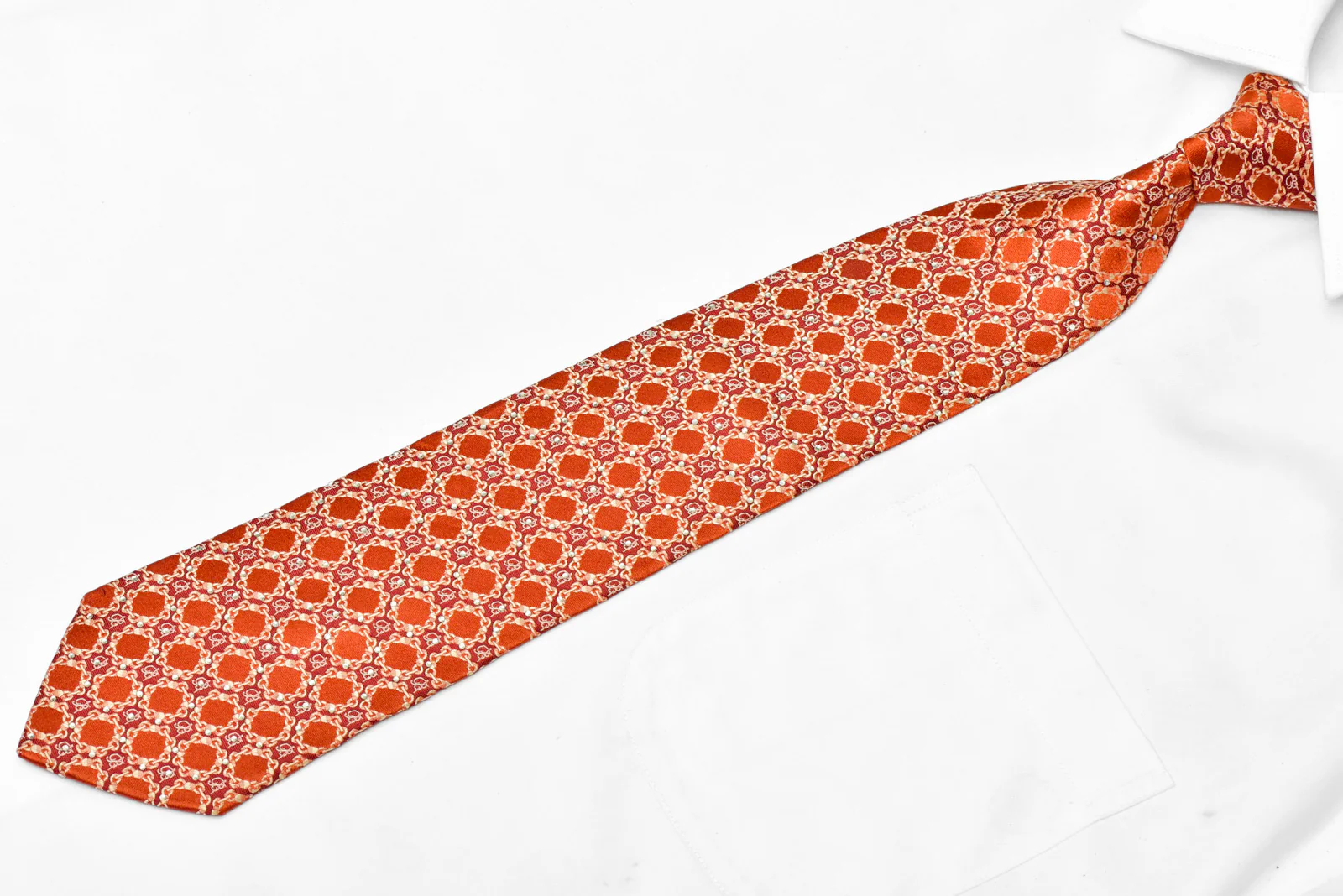 Chains On Orange Rhinestone Silk Tie - Image 2