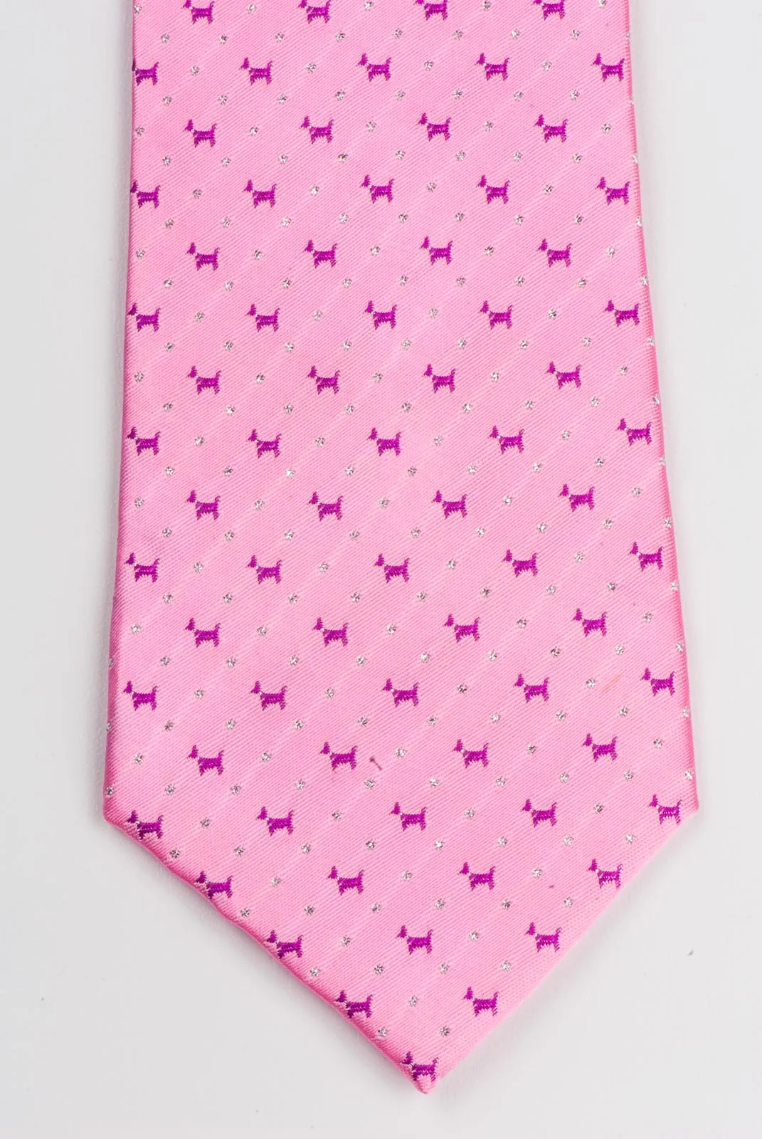 Christian Stephanus Silk Neck Tie Scotty Dogs On Pink 3 1/4 Inch - Image 3