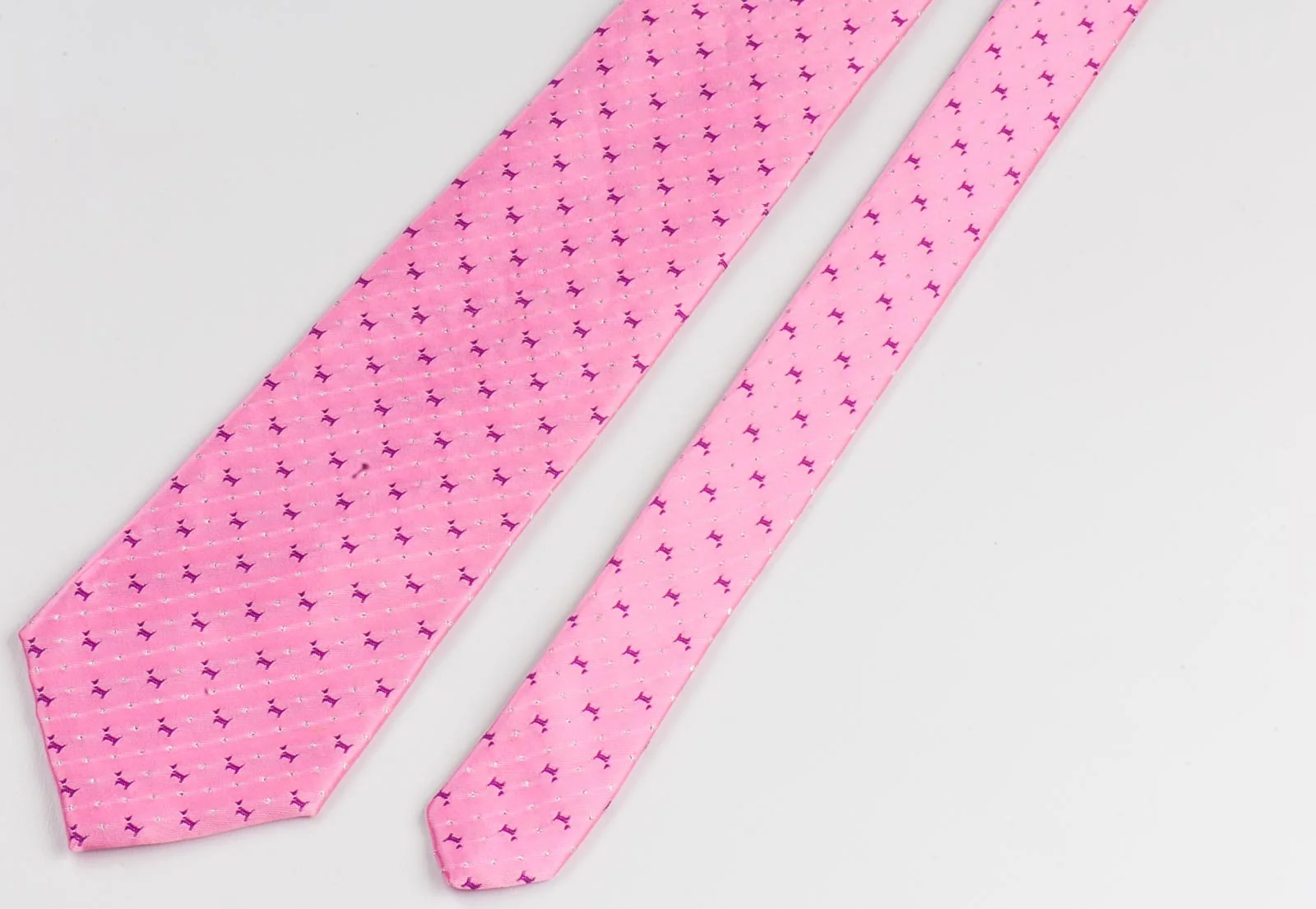 Christian Stephanus Silk Neck Tie Scotty Dogs On Pink 3 1/4 Inch - Image 4