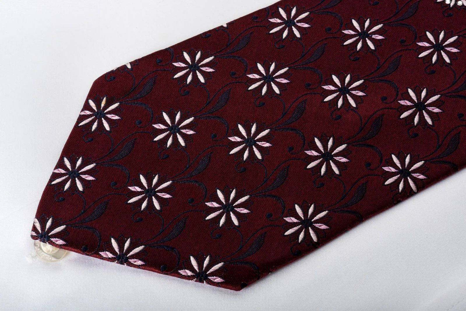 Countess Mara Silk Tie Floral On Burgundy Sparkling With Crystal Rhinestones - Image 4