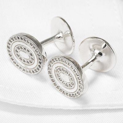 Cufflinks Solid 925 Sterling Silver Micro Set CZ Handmade Jewelry - Image 4