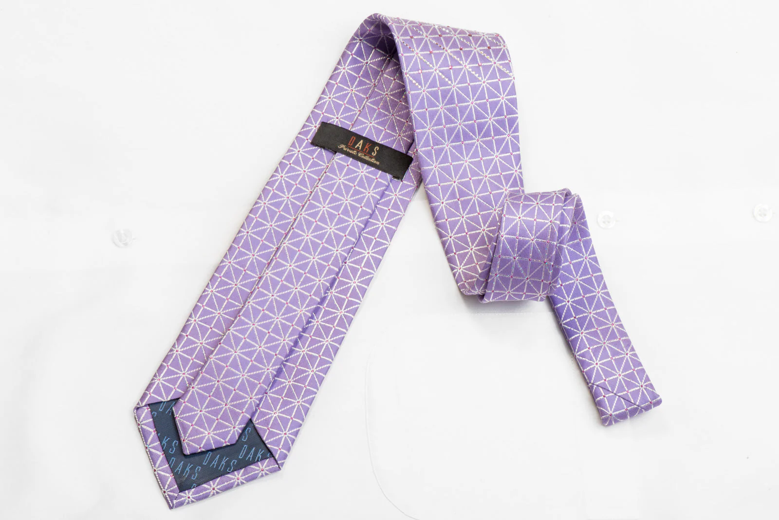 Daks Rhinestone Silk Tie Silver Trellis On Mauve With Silver Sparkles - Image 5