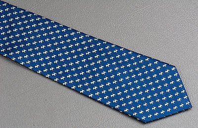 Daks Woven Silk Neck Tie Green Scotty Dogs On Dark Blue Classic 3 3/4 Inch - Image 4