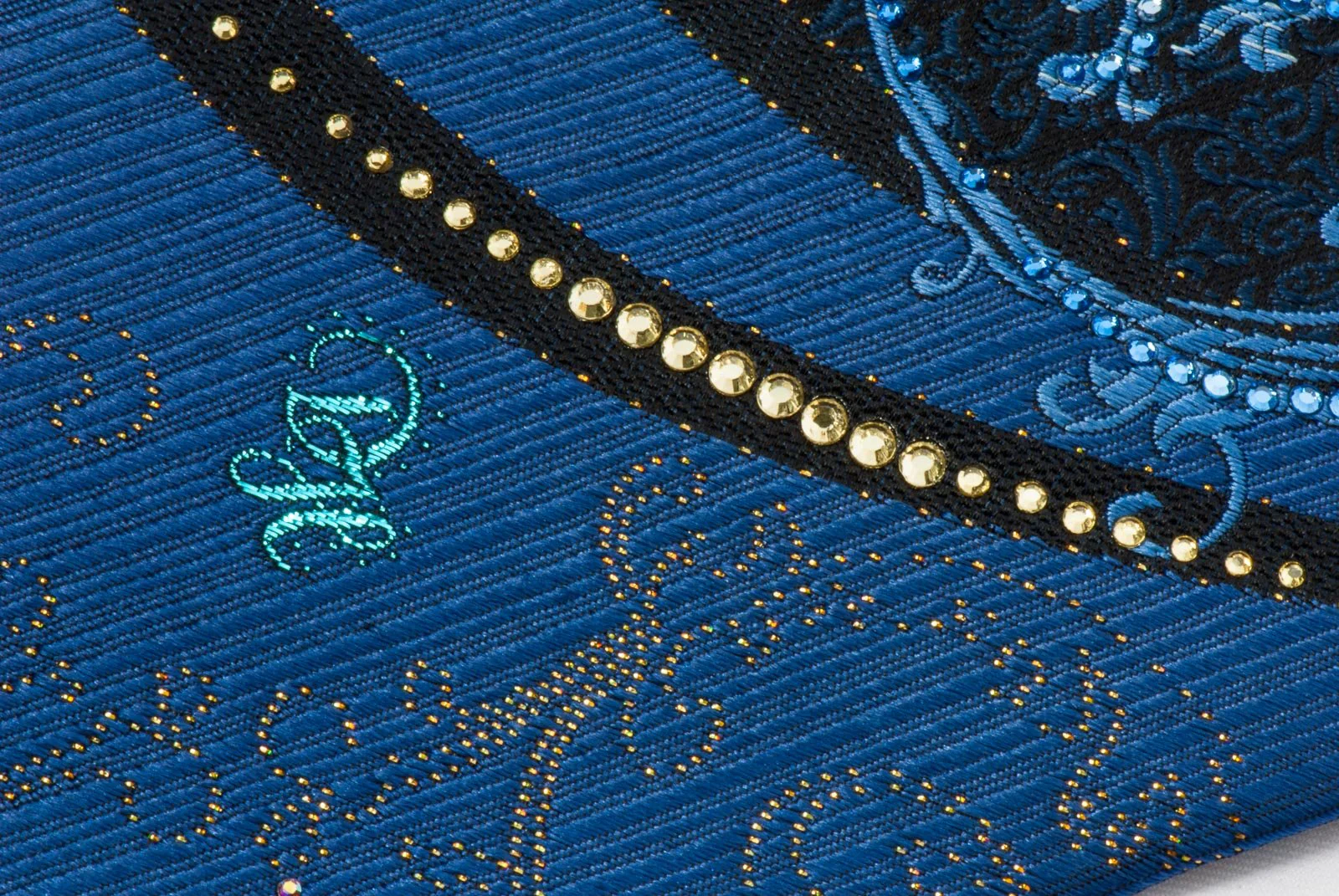 Danie Hechter Rhinestone Necktie Vines On Navy Blue With Golden Sparkles - Image 3