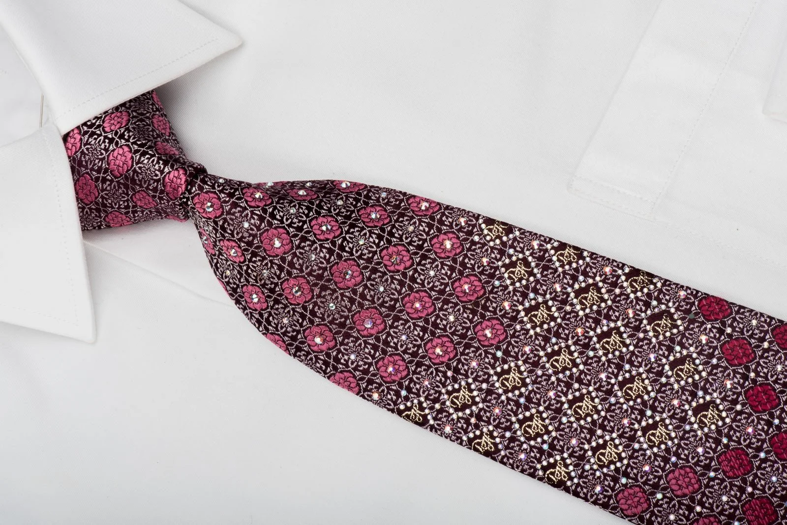 Daniel Hechter Rhinestone Tie Cartouche On Burgundy With Gold Sparkles - Image 3