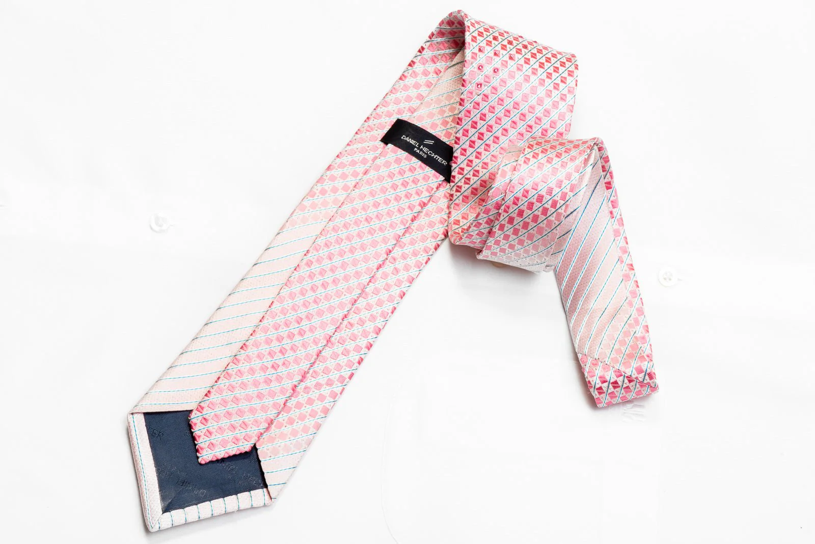 Daniel Hechter Rhinestone Tie Geometric Stripped On Pink With Sparkles - Image 4