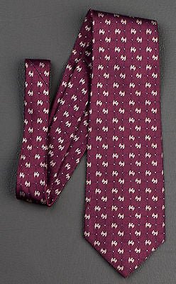 Daniel Hechter Silk Neck Tie Beige Scotty Dogs On Brown Classic 3 3/4 Inch - Image 3