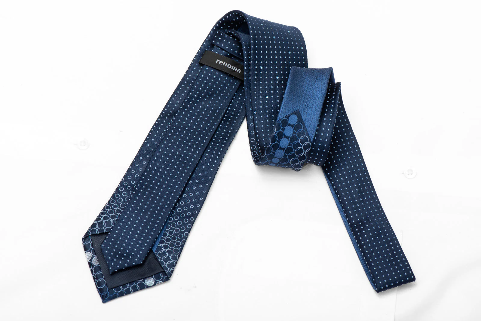 Dot Design On Navy Crystal Necktie With Blue Rhinestones - Image 3