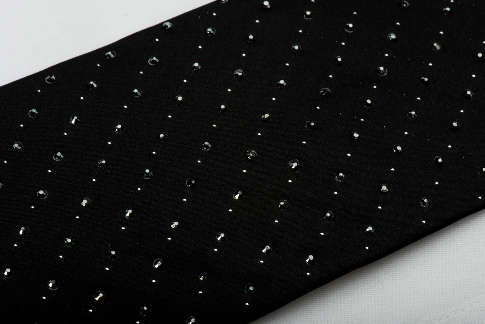 Elegance Black Necktie Black Rhinestones On Solid Black With Silver Sparkles - Image 3
