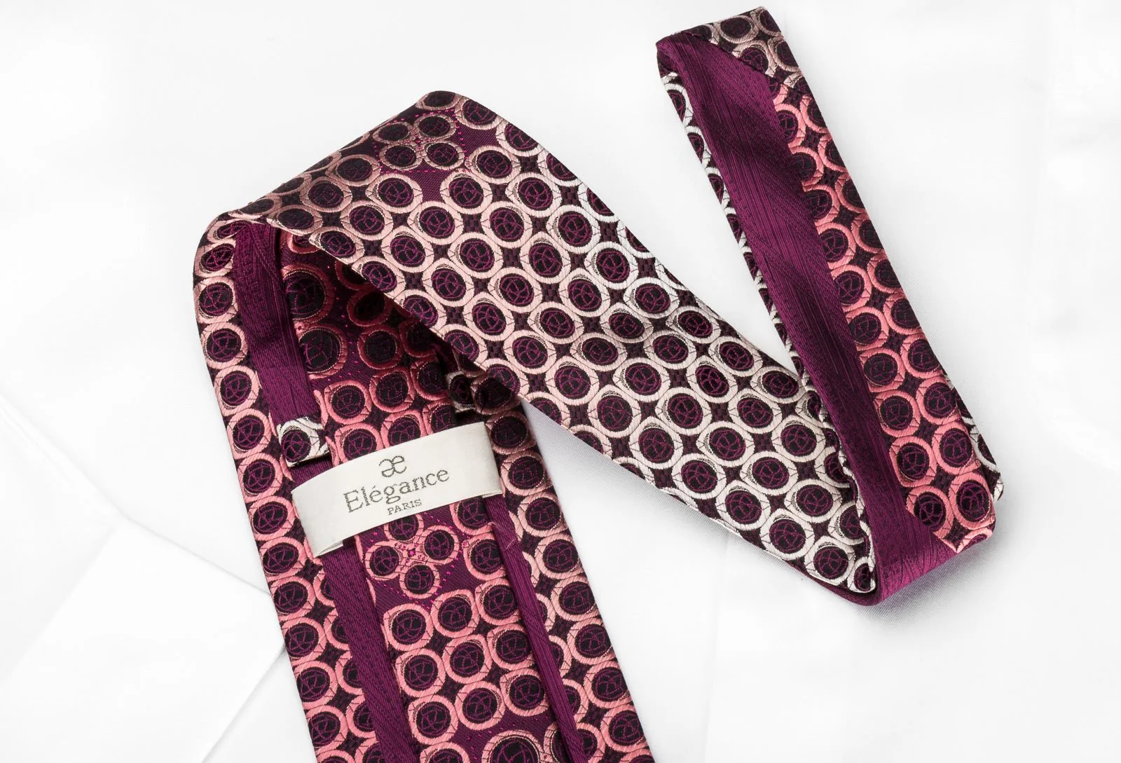Elegance Rhinestone Silk Necktie Circles On Purple With Purple Sparkles - Image 6