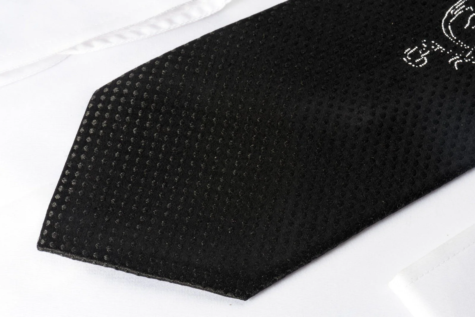 Elegance Silk Rhinestone Necktie Silver Floral On Black With Sparkles - Image 3