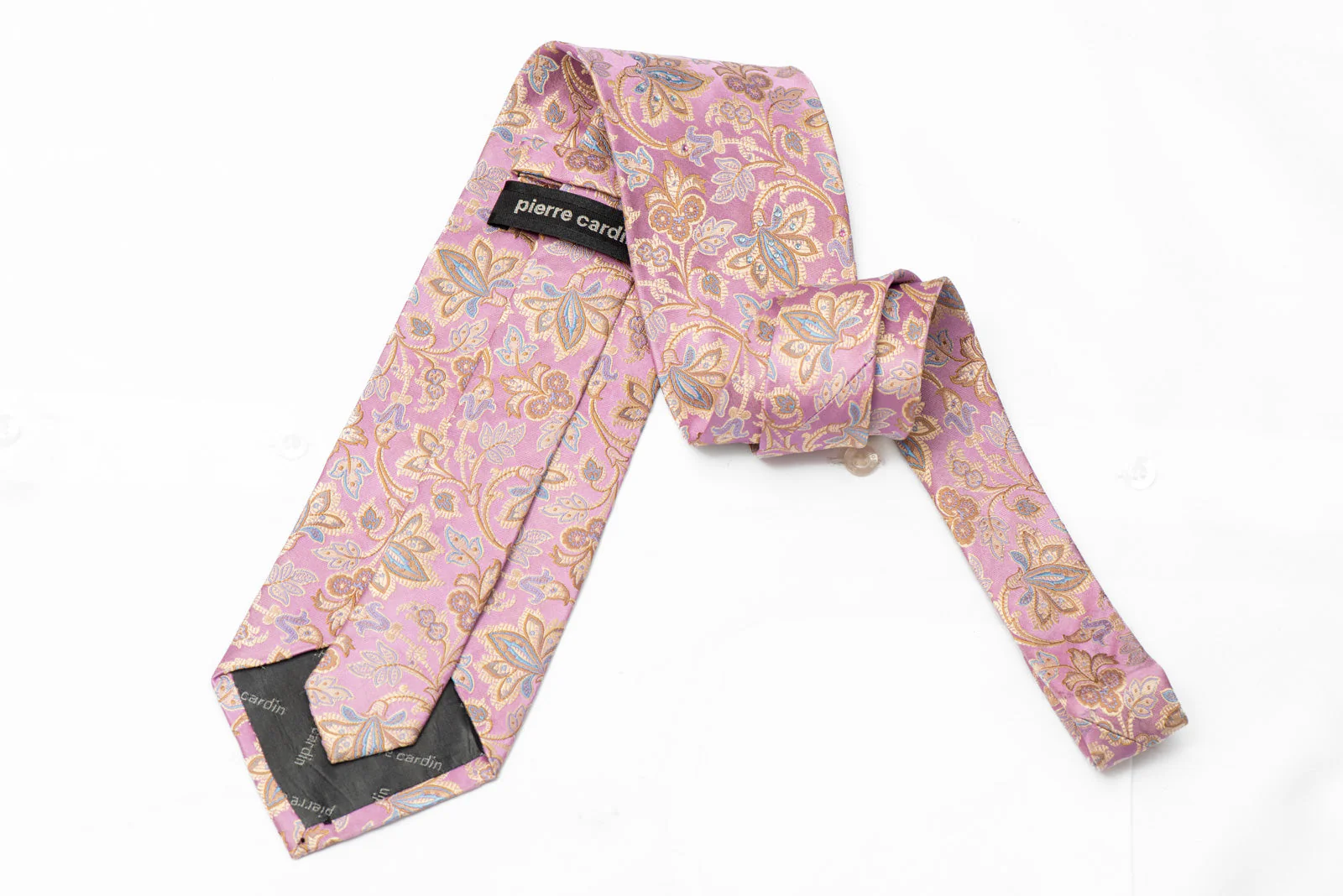 Floral On Mauve Rhinestone Silk Tie - Image 3