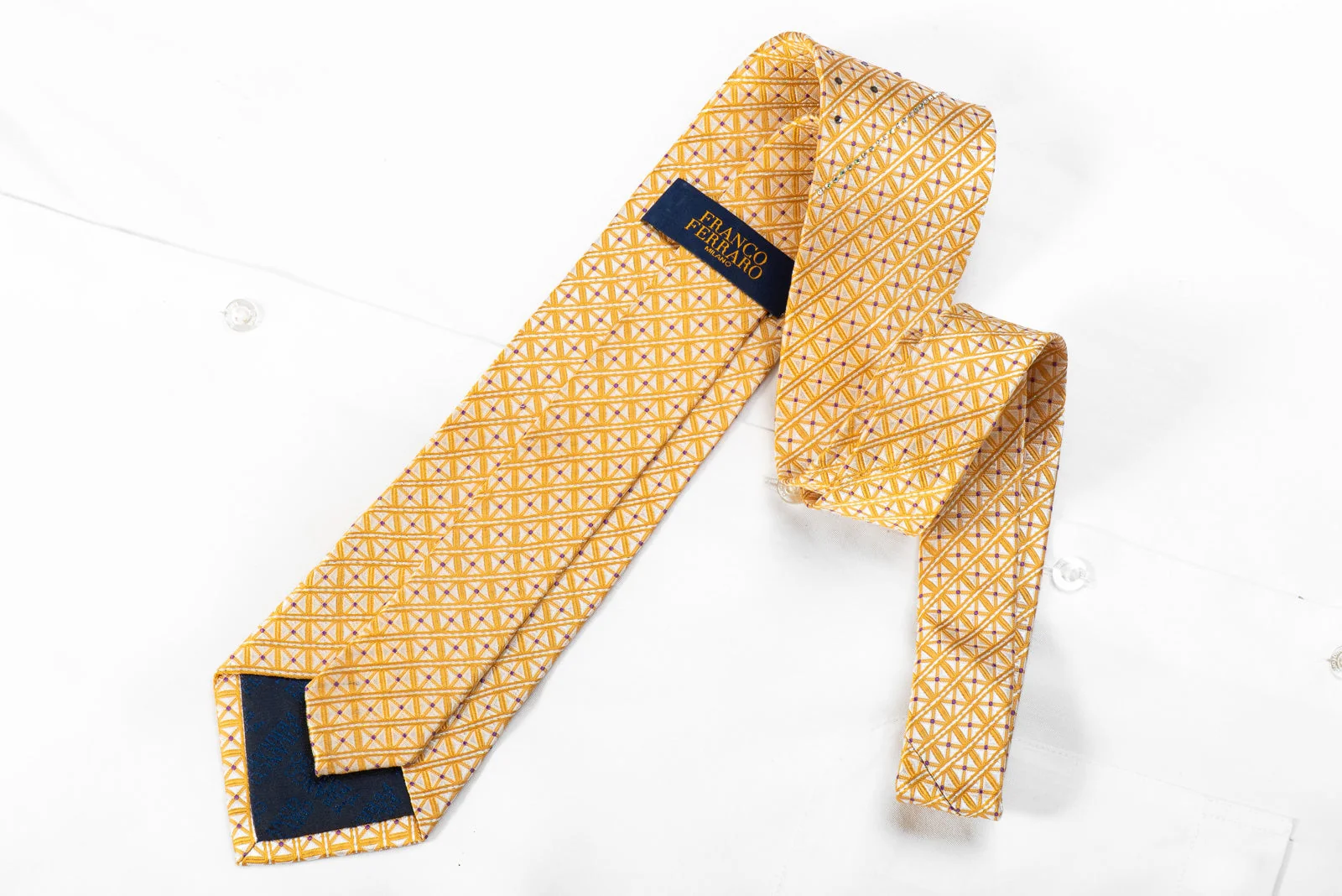 Franco Ferraro Yellow Trellis On White With Silver Sparkles - Image 4
