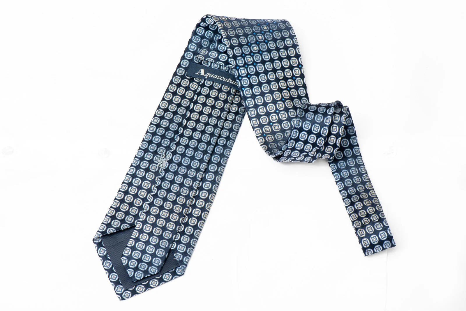 Geometric Circles On Blue Rhinestone Silk Tie With Sparkles - Image 3
