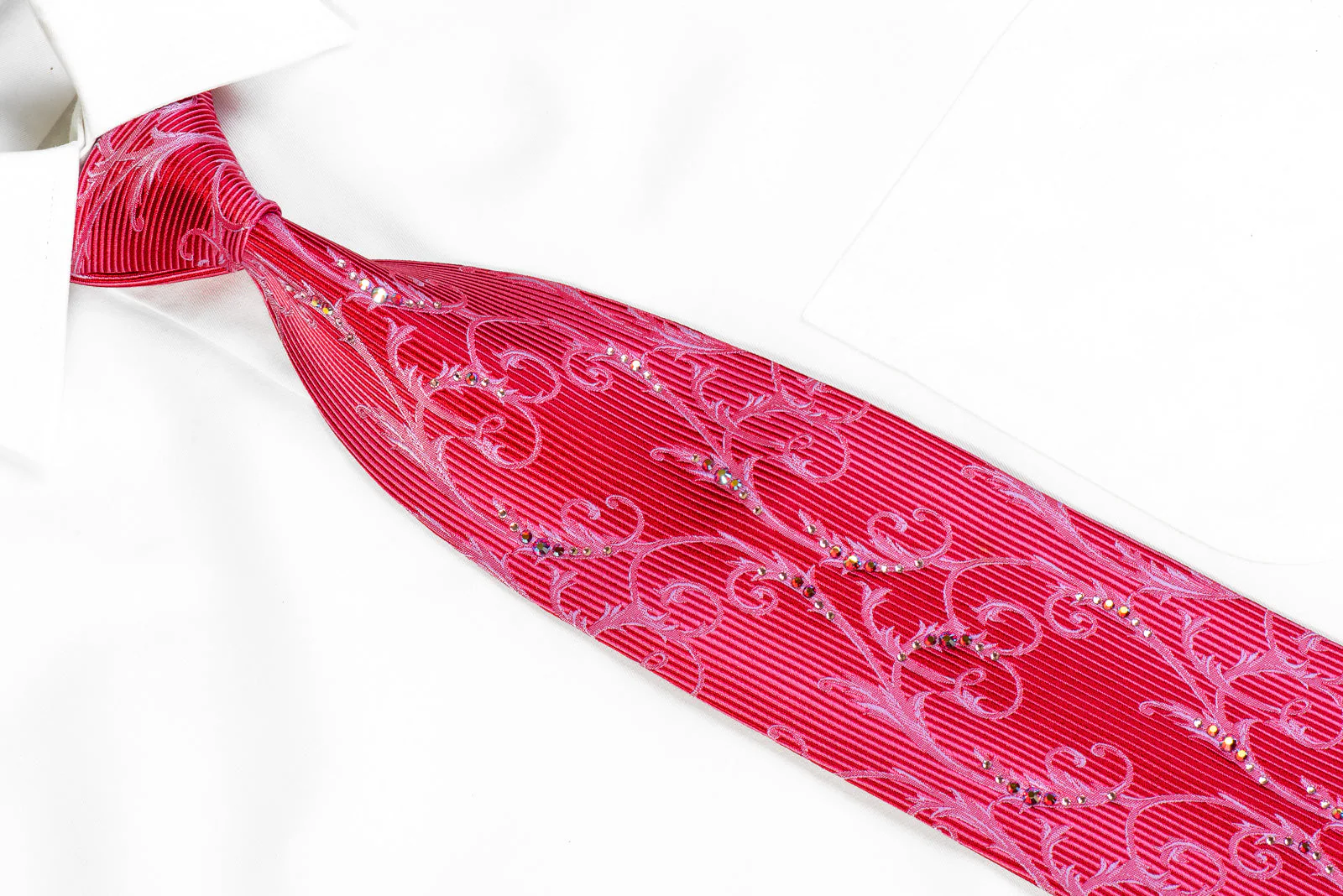 Guy Laroche Rhinestone Necktie Acanthus On Pink - Image 2