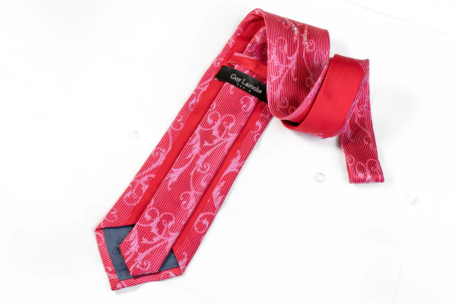 Guy Laroche Rhinestone Necktie Acanthus On Pink - Image 4