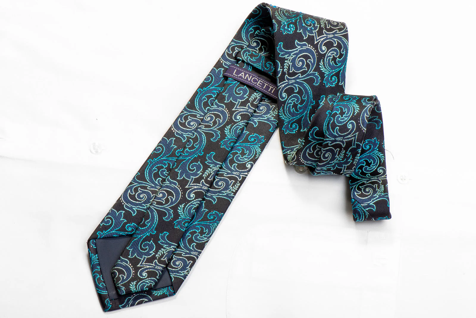 Lancetti Rhinestone Tie Acanthus On Navy With Sparkles - Image 4