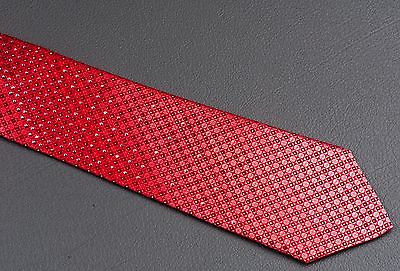 Lancetti Silk Neck Tie Red Checked With Silver Sparkles & Rhinestones 3 1/4 Inch - Image 4