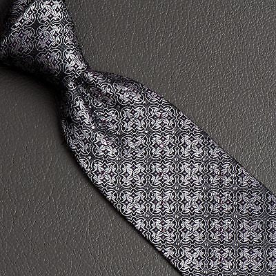 Lancetti Silk Neck Tie Silver Black Quatrefoil Pink Sparkles With Rhinestones - Image 3