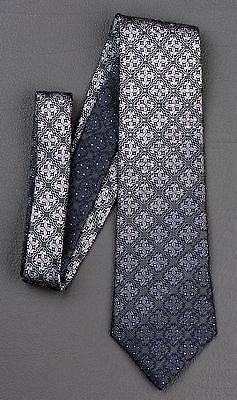 Lancetti Silk Neck Tie Silver Black Quatrefoil Pink Sparkles With Rhinestones - Image 8