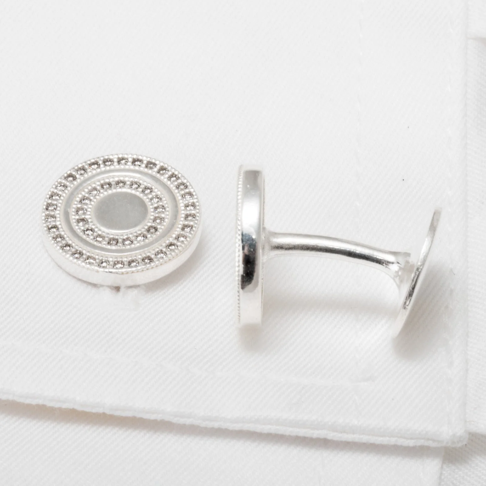Men's Cuff Links Micro Setting CZ Stones 925 Sterling Silver Round Handmade - Image 6