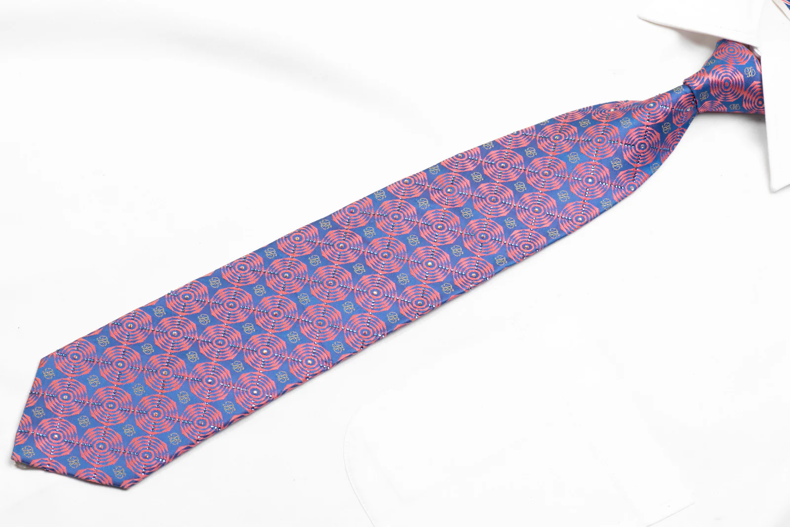 Men's Silk Necktie Pink Geometric On Mauve With Silver Sparkles - Image 3