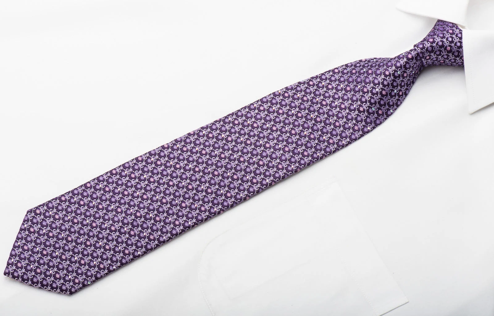 Mila Schon Men's Rhinestone Necktie Cartouche On Purple With Sparkles - Image 4