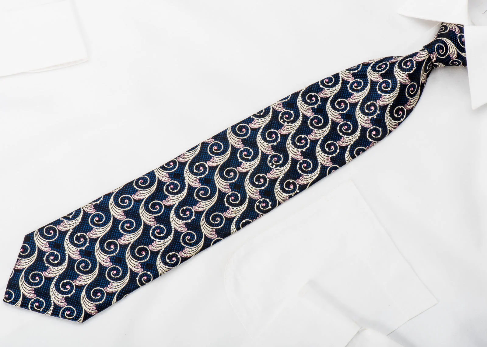 Mila Schon Rhinestone Necktie Golden Filigree On Black With Sparkles - Image 3