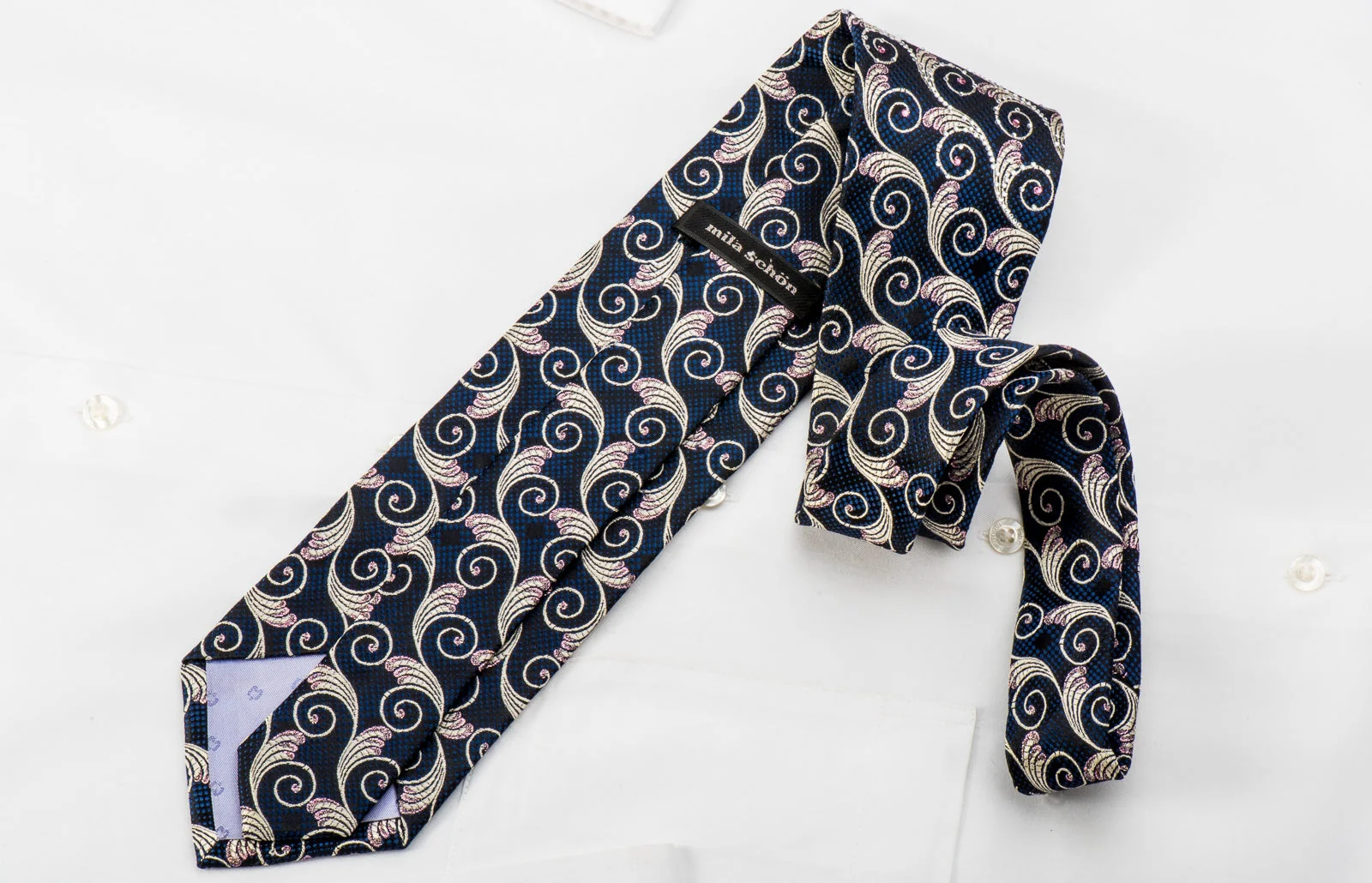 Mila Schon Rhinestone Necktie Golden Filigree On Black With Sparkles - Image 5