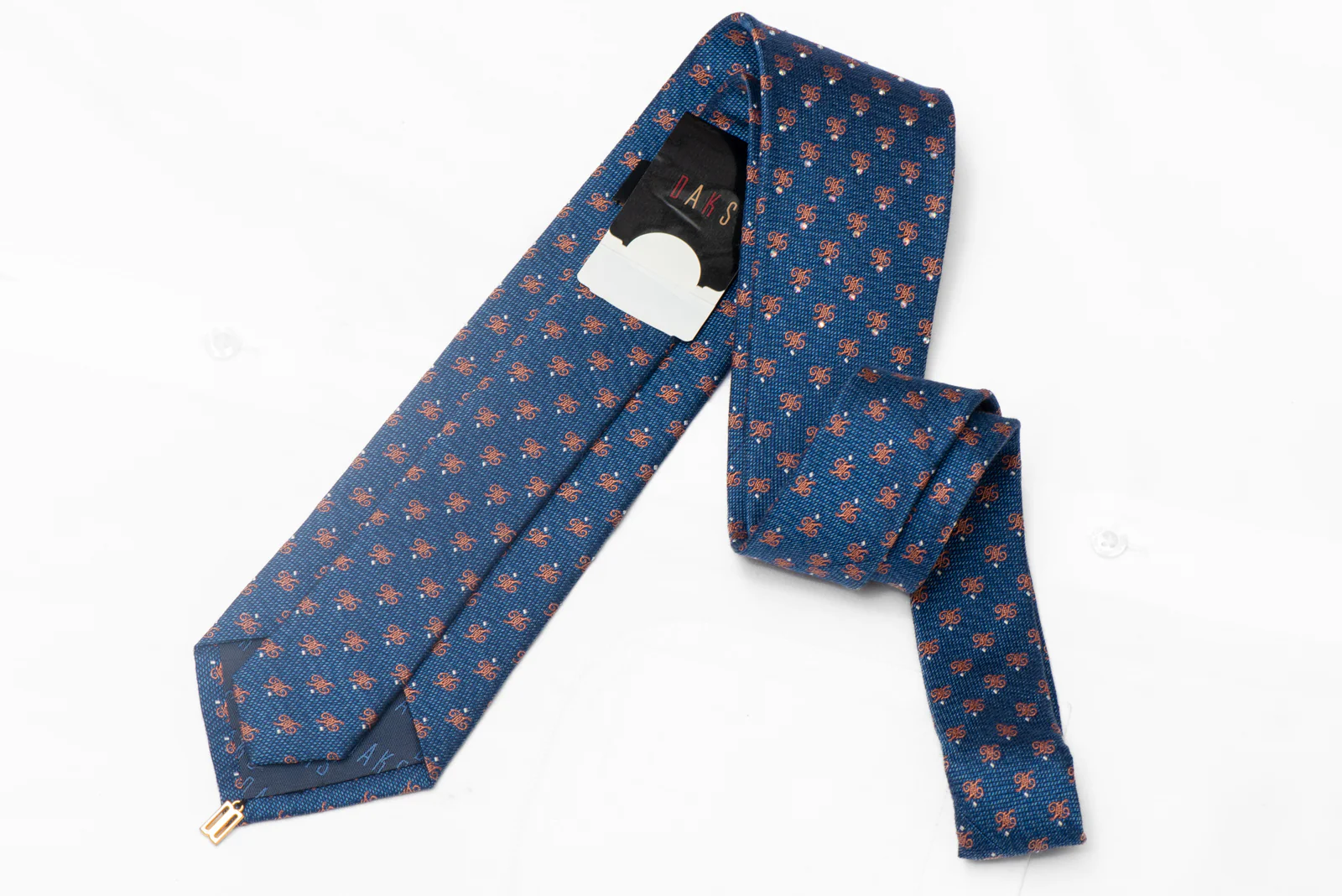 Monogram On Blue Rhinestone Silk Tie - Image 3