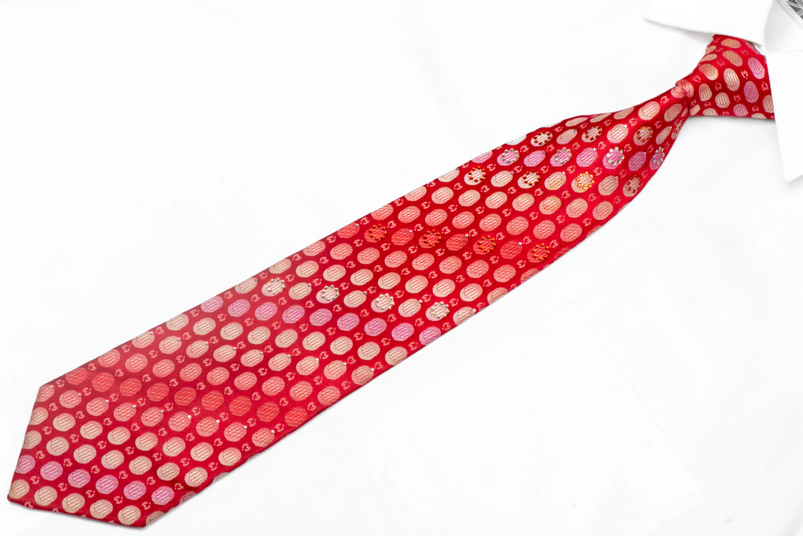 Monogram On Red Rhinestone Silk Necktie - Image 2