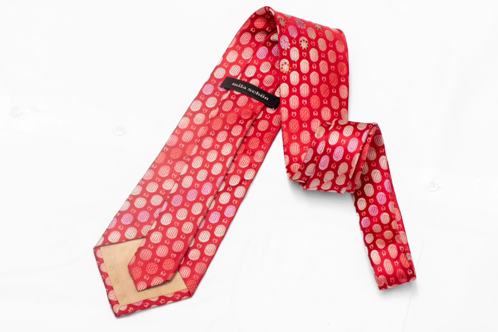 Monogram On Red Rhinestone Silk Necktie - Image 3