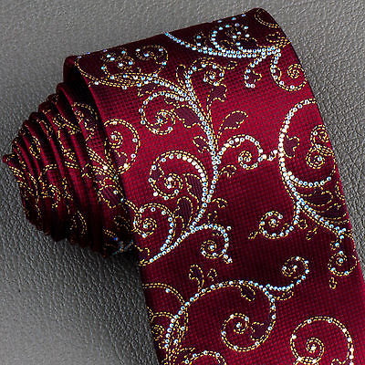 Nicole St Giles Golden Scrolls & White Rhinestones On Burgundy 3 1/4 Inch - Image 2
