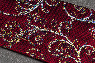 Nicole St Giles Golden Scrolls & White Rhinestones On Burgundy 3 1/4 Inch - Image 5