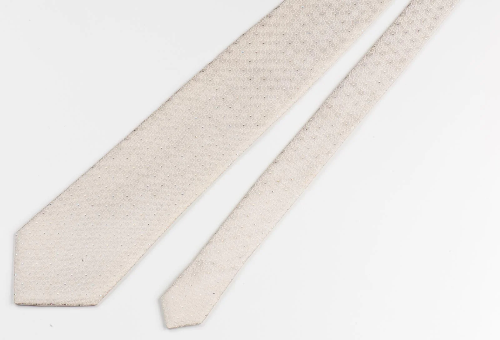 Nina Ricci Mens Woven Silk Neck Tie Cream White With Silver Sparkles - Image 4