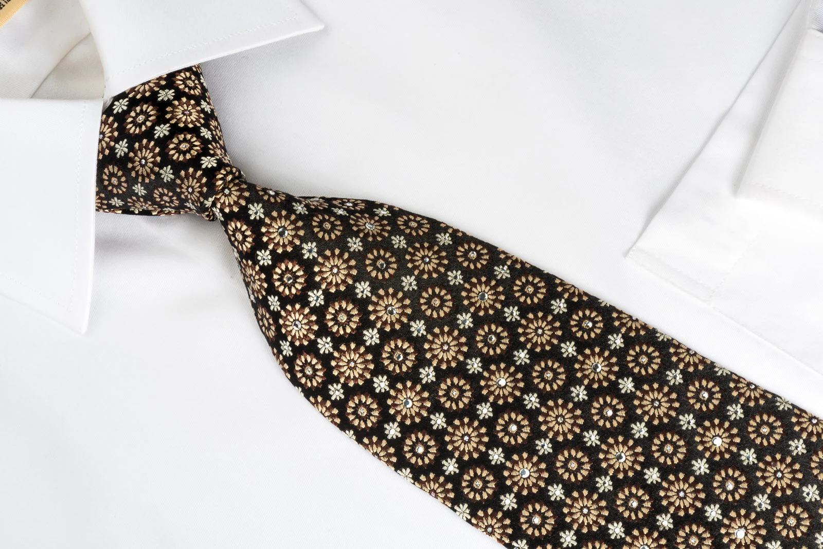 Nina Ricci Rhinestone Tie Floral On Black With Silver Sparkles - Image 7