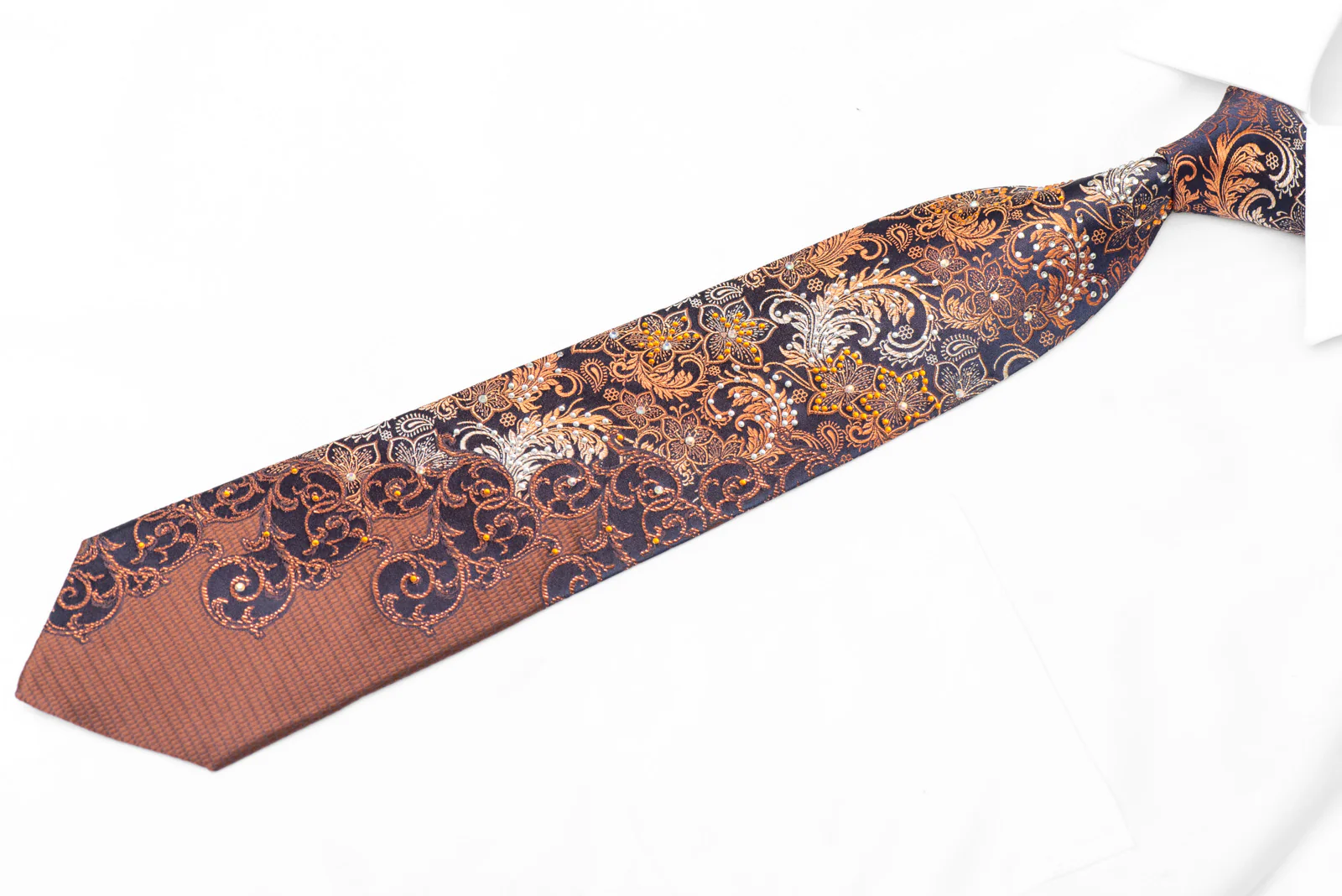 Orange Copper Acanthus On Navy Blue With Copper Sparkles - Image 3