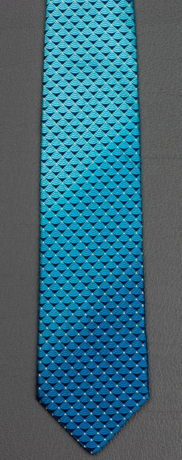Paco Rabanne Silk Neck Tie Turquoise Geometric Design With Silver Sparkles - Image 3