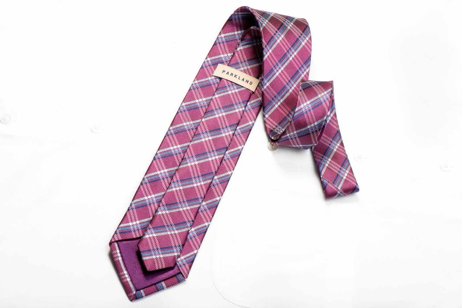 Parkland Rhinestone Necktie Purple Blue Silver Plaids With Sparkles - Image 4