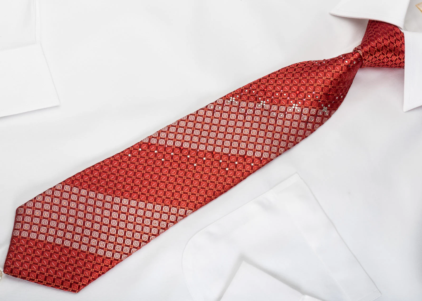 Pierre Cardin Rhinestone Burgundy Trellis On Crimson Red With Silver Sparkles - Image 6