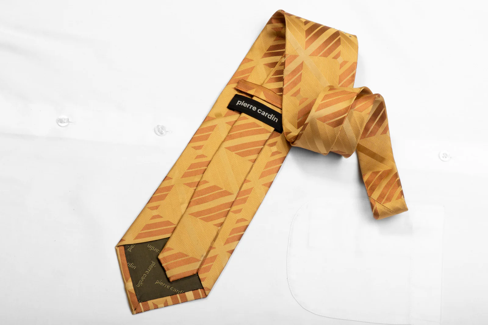 Pierre Cardin Rhinestone Silk Necktie Geometric On Gold - Image 4