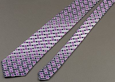Pierre Cardin Silk Neck Tie Blue Purple Gray Weave Design With Rhinestones - Image 10